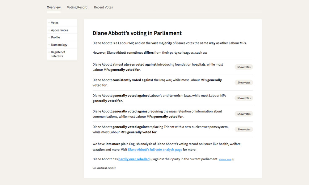 Example MP: Dianne Abbott